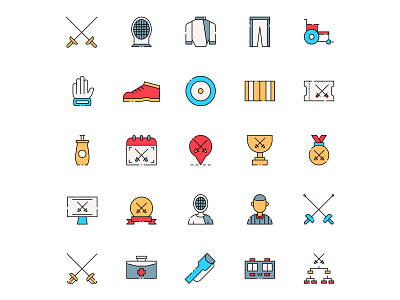 Fencing Icon Set ai ai design ai download ai vector fencing fencing icon fencing vector freebie icon design icons download icons pack icons set illustration illustrator logo logo design symbol vector design vector download vector icon