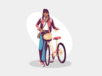 Girl with bike illustration bike bike illustration cartoon cartooning character character design freebie illustration illustrator vector vector design vector download vector illustration