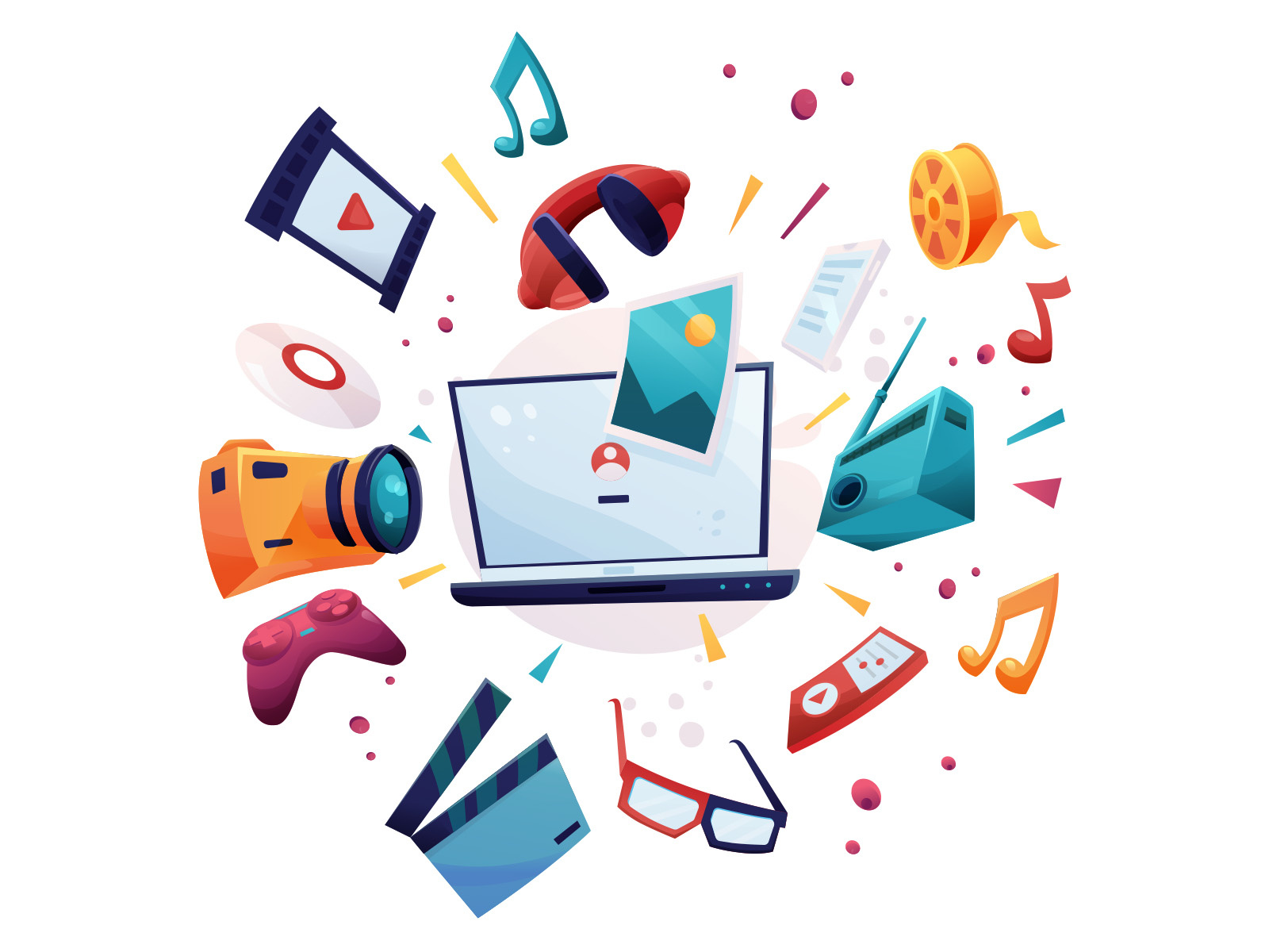 Multimedia illustration set by Unblast on Dribbble