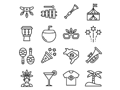 Brazil Carnival icon set ai ai design ai download ai vector carnival carnival icon carnival vector freebie icon design icons download icons pack icons set illustration illustrator logo logo design symbol vector design vector download vector icon