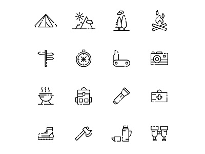 Camping icon Set ai ai design ai vector camp camp icon camp vector camping freebie icon design icons download icons pack icons set illustration illustrator logo logo design symbol vector design vector download vector icon