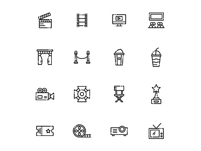 Cinema icon set ai ai design ai download ai vector cinema cinema icon cinema vector icon design icons download icons pack icons set illustration illustrator logo logo design symbol vector design vector download vector icon