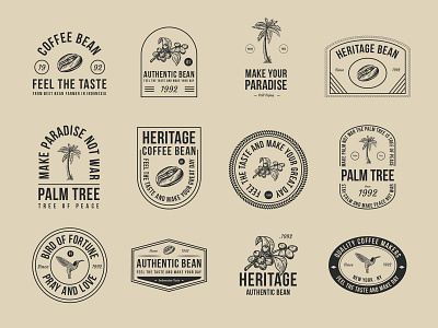 Coffee and Palm Tree Badges ai ai design ai download ai vector coffee coffee icon coffee vector freebie icon design icons download icons pack icons set illustration illustrator logo logo design symbol vector design vector download vector icon