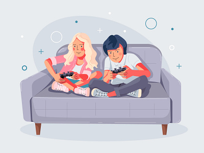 Children gaming illustration