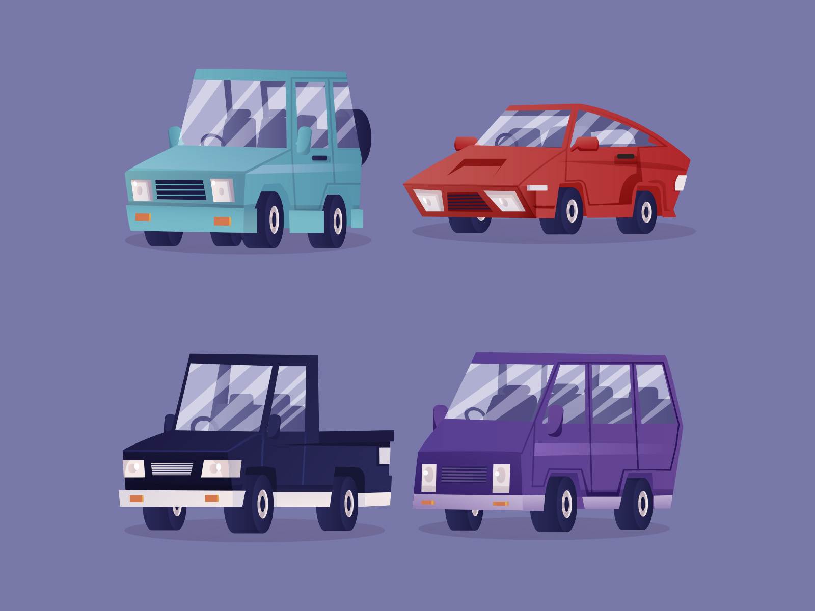 Car set 02 by Unblast on Dribbble