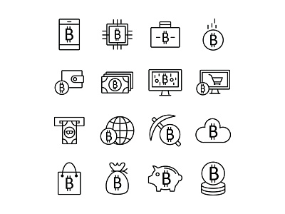 Bitcoin icons set ai ai design ai download ai vector bitcoin bitcoin icon bitcoin vector freebie icon design icons download icons pack icons set illustration illustrator logo logo design symbol vector design vector download vector icon