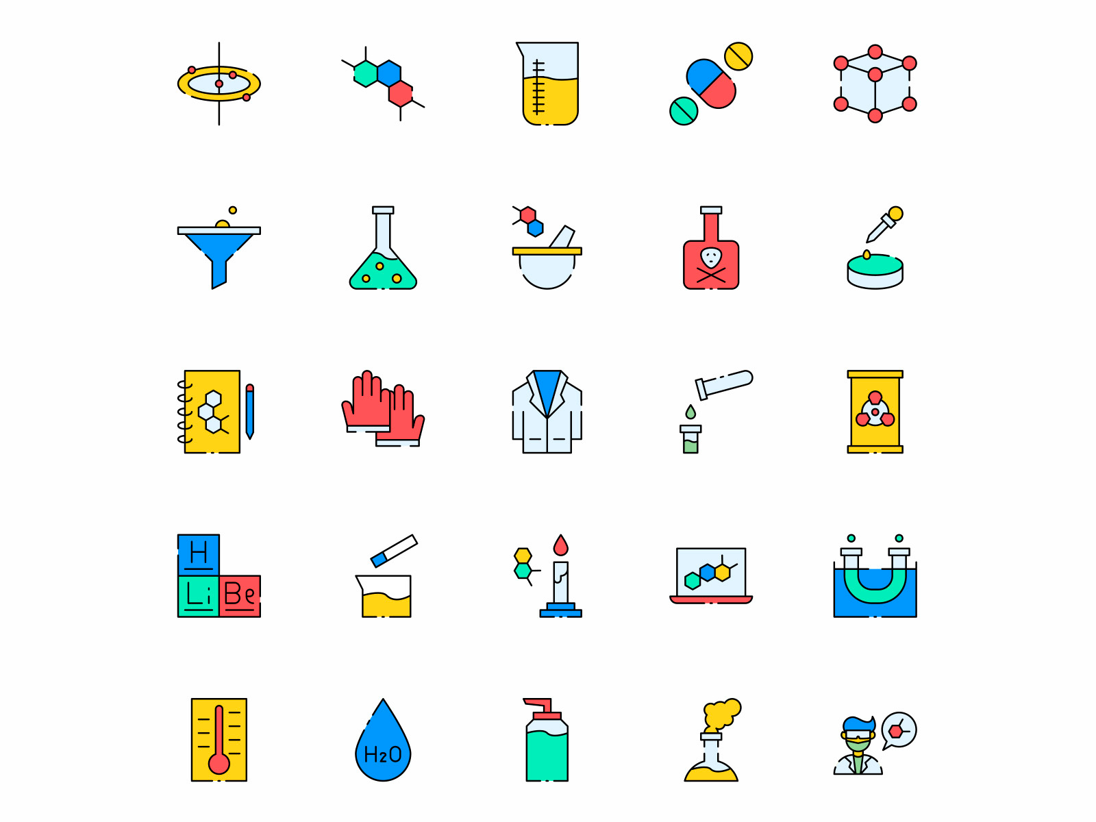 Colored Chemist Icons by Unblast on Dribbble