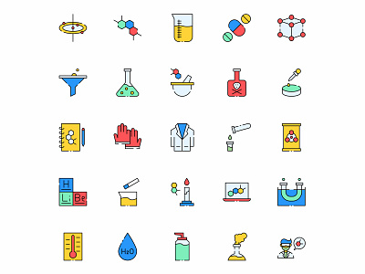 Colored Chemist Icons ai ai design ai download ai vector chemist chemist icon chemist vector freebie icon design icons download icons pack icons set illustration illustrator logo logo design symbol vector design vector download vector icon