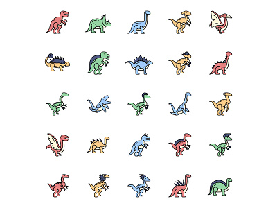 Dinosaurs Icons Set ai download cartooning design dinosaurs dinosaurs icons free dinosaur icon free icons freebie icons download illustration illustrator logo ui vector vector design vector download vector icon