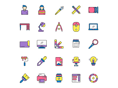 Graphic Designer Icon Set ai download cartooning design designer icons free icons freebie graphic design icons download illustration illustrator logo ui vector vector design vector download vector icons