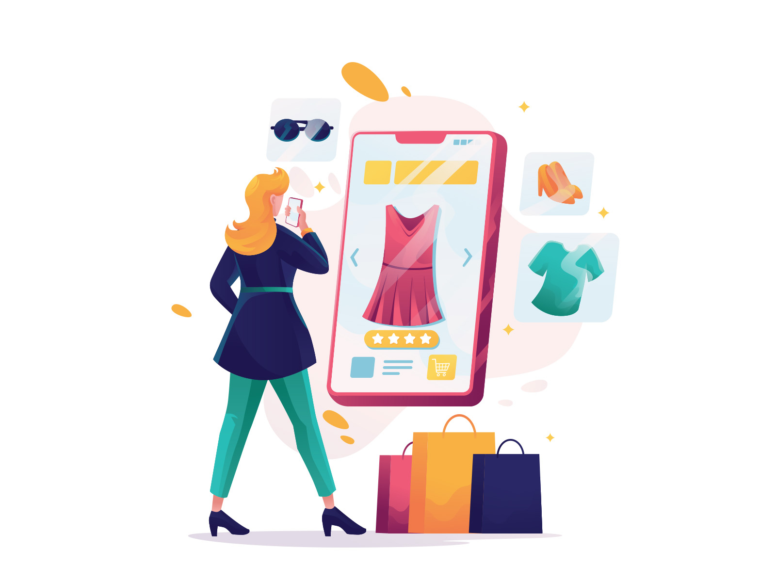 Online App Shopping Illustration by Unblast on Dribbble