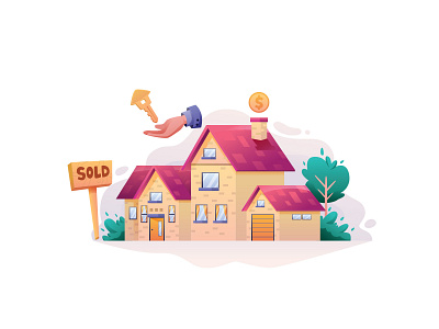 Real Estate- Sold Illustration cartoon cartooning design free illustration freebie illustration illustrator real estate real estate illustration vector vector design vector download