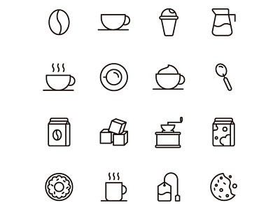 Coffee Icons Set ai download cartooning coffee coffee icons design freebie icons download illustration illustrator logo ui vector vector design vector download vector icons