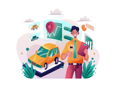 Car Rental Illustration 04 car car rental car rental illustration cartoon cartooning design free car illustration free vector freebie illustration illustrator vector vector design vector download