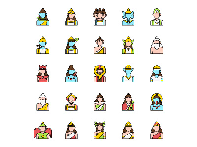 Hindu Gods Icons Set cartooning design free icons freebie hindu hindu gods hindu icons icons download icons set illustrator logo ui vector vector design vector download vector icons