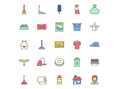 Housekeeper Icons Set cartooning design free icons free vector freebie housekeeper housekeeper icons housekeeper vector icons download icons set illustrator logo ui vector vector design vector download