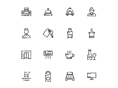 Hotel Icons Set 02 cartooning design free icons freebie hotel hotel icon hotel vector icons download illustration illustrator logo ui vector vector design vector download vector icons