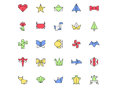 Origami Icons Set cartooning design free icons freebie icons download icons set illustration illustrator logo origami origami icons ui vector vector design vector download vector icons