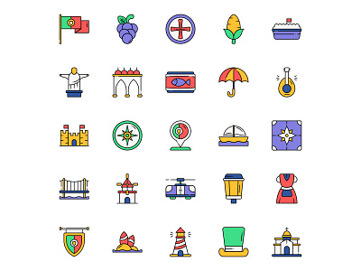 Portugal Icons Set cartooning design free icons free icons set freebie icons download icons set illustration illustrator logo portugal portugal icons portugal vector ui vector vector design vector download vector icons