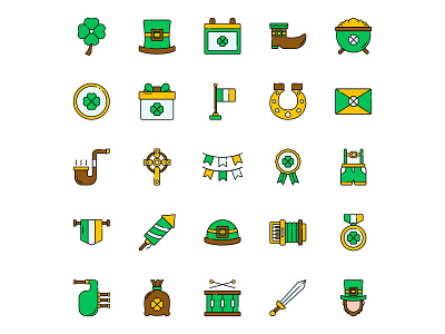 Saint Patrick's Day Icon Set clover clover icon design free icons freebie icons download icons set illustration illustrator logo saint patrick saint patrick icon ui vector vector design vector download vector icons