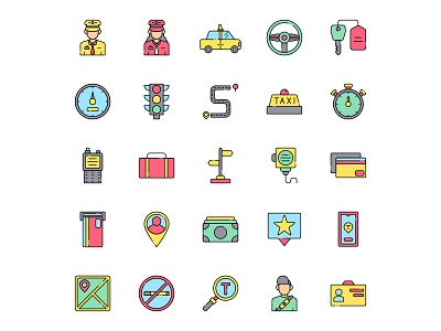 Free Taxi Driver Icons Set design free icons freebie icons set illustrator logo taxi taxi driver taxi driver icon ui vector vector design vector download vector icon