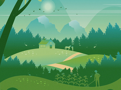 Free Summer Farm Illustration cartooning design farm free illustration freebie illustration illustration download illustrator summer summer farm illustration vector vector design vector download vector illustration