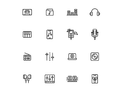 Free Music Icons Set design free music icon freebie icons download icons set illustration illustrator logo music music icons music vector ui vector vector design vector download vector icons