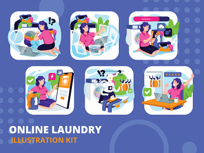 Free Laundry App Illustration Kit