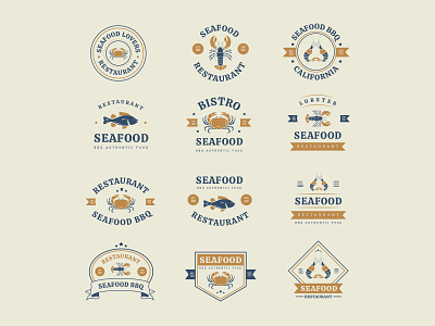 Free Seafood Badges Set 02 design free download free vector freebie illustrator seadood badge seafood seafood icon seafood vector vector vector badge vector design vector download