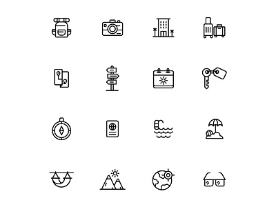 Free Vacation Icon Set design free download free icon freebie icon icon download icon set illustration illustrator vacation vacation icon vacation vector vector vector design vector download