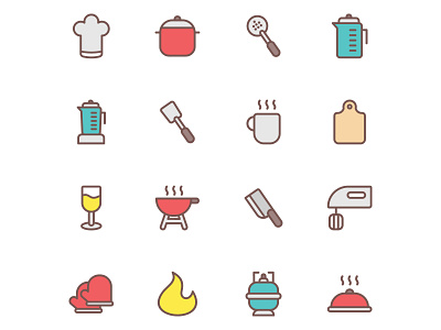 Free Kitchen Icons 02 design freebie icon set icons download illustration illustrator kitchen kitchen icon kitchen vector vector vector design vector download vector icon