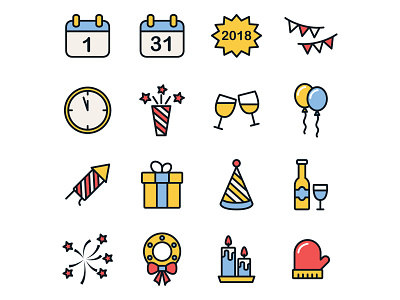 Free New Year Icons 02 freebie icon set icons download illustration illustrator new year new year icon new year vector vector vector design vector download vector icon