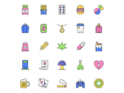 Colored Addiction Icons addiction addiction icon addiction vector design free download free icon free icon set free vector freebie icons download illustration illustrator vector vector design vector download vector icon