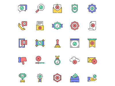 Colored Approved & Declined Icons approved approved icon declined declined icon design free download free icon freebie icon set icons download illustrator vector vector design vector download vector icons