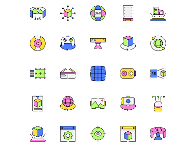 Colored Augmented Reality Icons augmented reality design free download free icon free vector freebie icon set icons download illustration illustrator vector vector design vector download vector icon