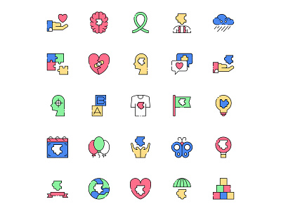 Colored Autism Day Icons autism autism day autism icon autism vector design free icons free vector freebie icon set icons download illustration illustrator vector vector design vector download vector icon
