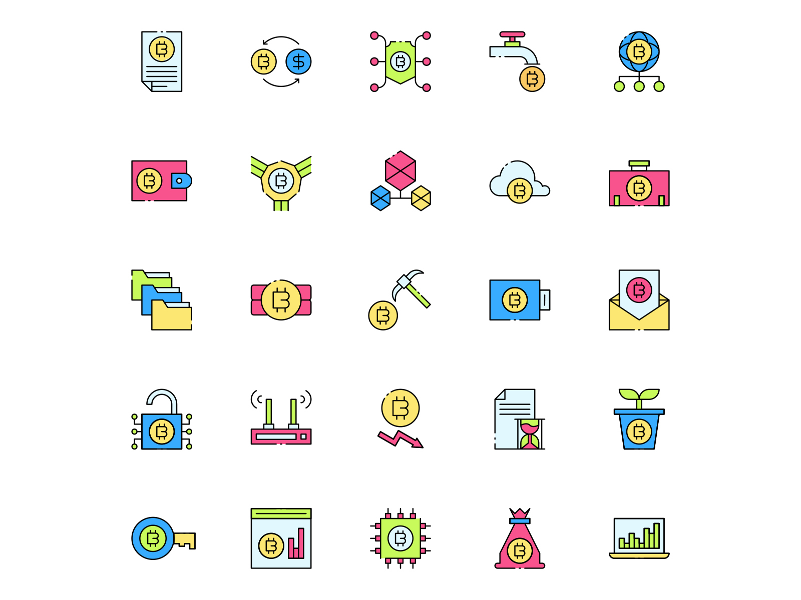 Colored Blockchain Icons by Unblast on Dribbble