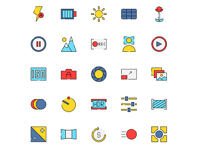 Colored Camera Interface Icons camera camera icon camera interface camera vector design free icon free vector freebie icon set icons download illustration illustrator vector vector design vector download vector icons