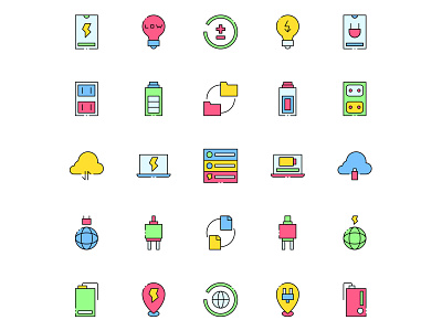 Colored Charge Storage Icons cartooning charge charge icon charge storage charge vector charging design free download free icon free vector freebie icon set icons download illustration illustrator vector vector design vector download vector icon