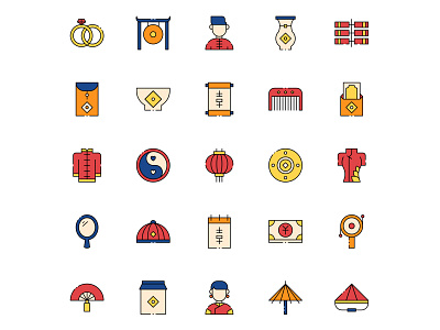 Colored Chinese Wedding Icons