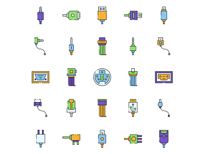 Colored Connector Types Icons