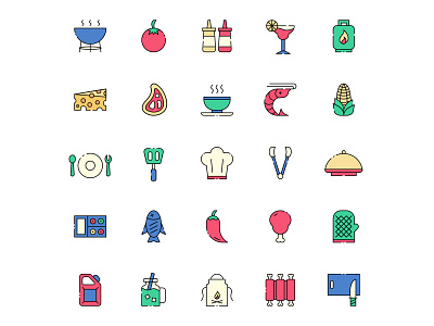 Colored Cooking Icons cooking cooking icon cooking vector design free download free icons free vector freebie icon set icons download illustration illustrator vector vector design vector download vector icon