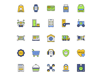 Colored Contactless Service Icons contactless contactless service contactless service icons design free icons freebie icon set icons download illustration illustrator vector vector design vector download vector icon