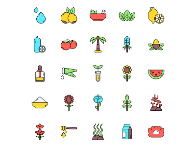 Colored Cosmetic Ingredients Icons cosmetic icons cosmetic ingredients cosmetics design free download free icons free vector freebie icons download illustration illustrator natural natural beauty natural ingredients nature vector vector design vector download vector icons