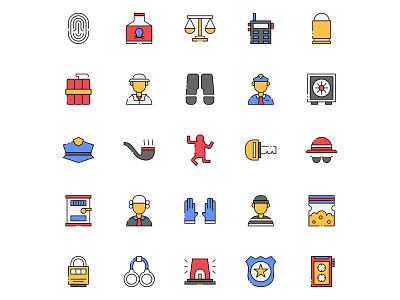 Colored Crime Investigation Icons