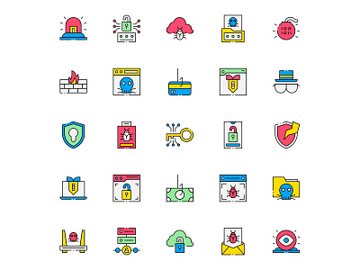 Colored Cyber Attack Icons cyber attack cyber attack icon design free download free icon free vector freebie icon set icons download illustration illustrator vector vector design vector download vector icon
