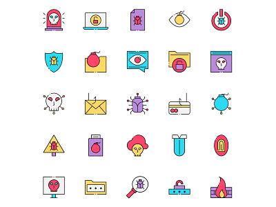 Colored Cyber Crime Icons