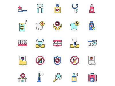 Colored Dental Care Icons dental care dental care icon dental care vector design free download free icons free vector freebie icon set icons download illustrator vector vector design vector download vector icon