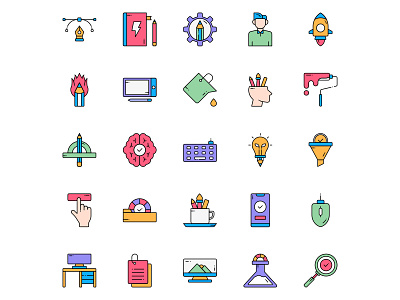 Colored Design Thinking Icons creative design design icon design thinking design vector designer free download free icons free vector freebie icon set icons download illustrator vector vector design vector download vector icon