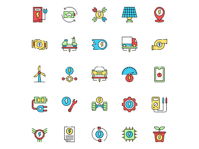 Colored Electric Transport Icons
